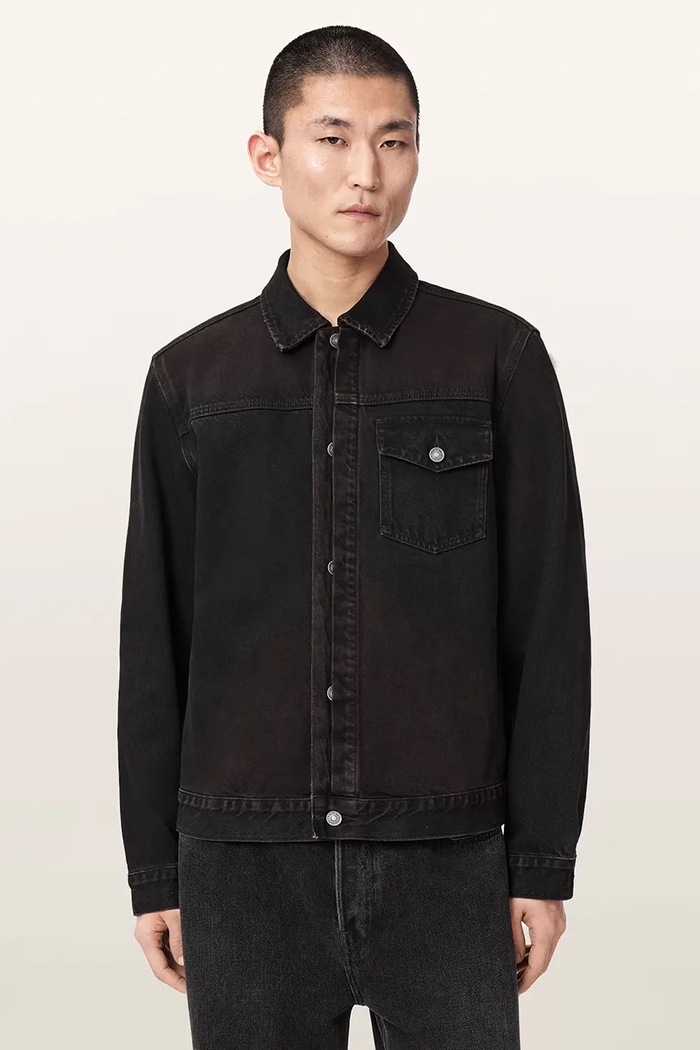 AllSaints Kurtka jeansowa damska bawełniana ROTH brązowy M042OF