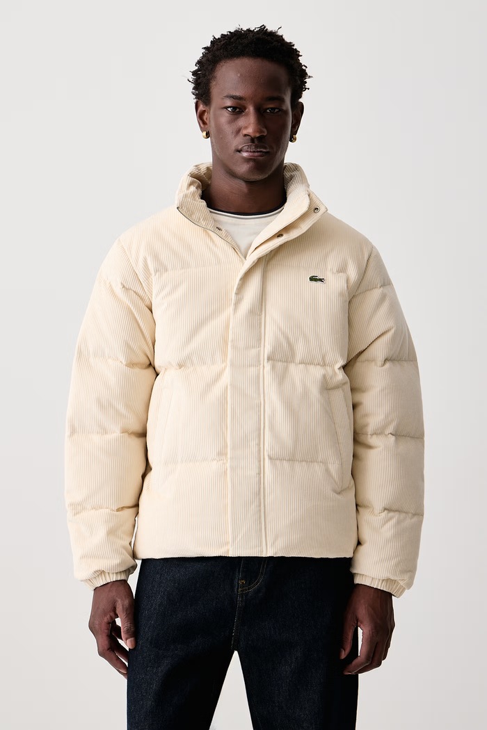 Lacoste Péřová bunda manšestrová pánská béžová BH8701.056