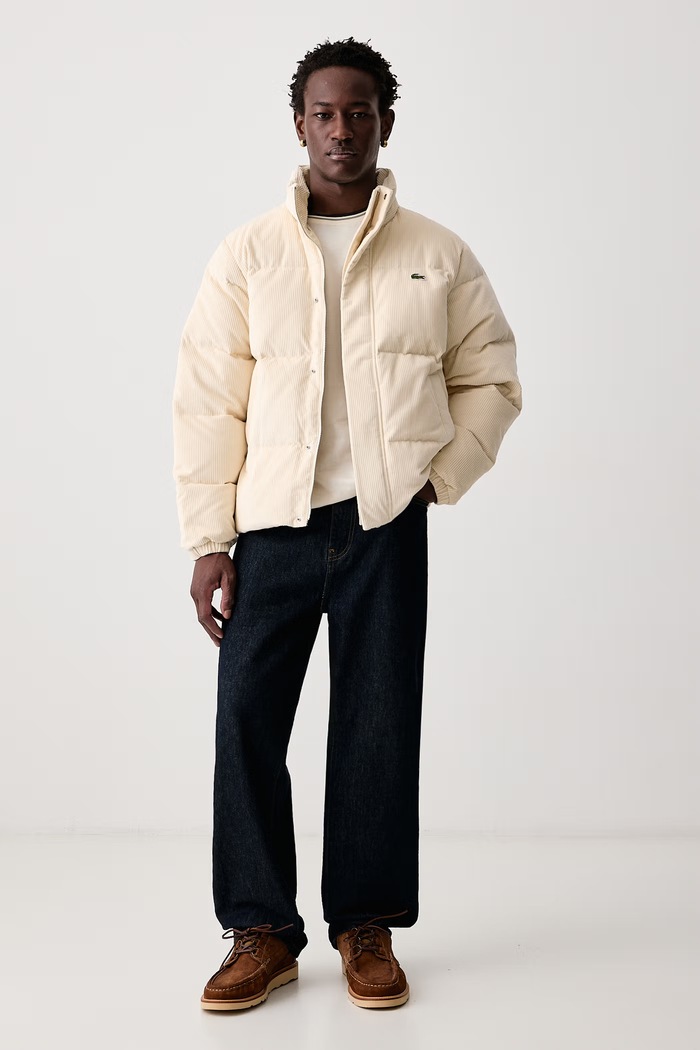 Lacoste Péřová bunda manšestrová pánská BH8701.056 béžová AW26