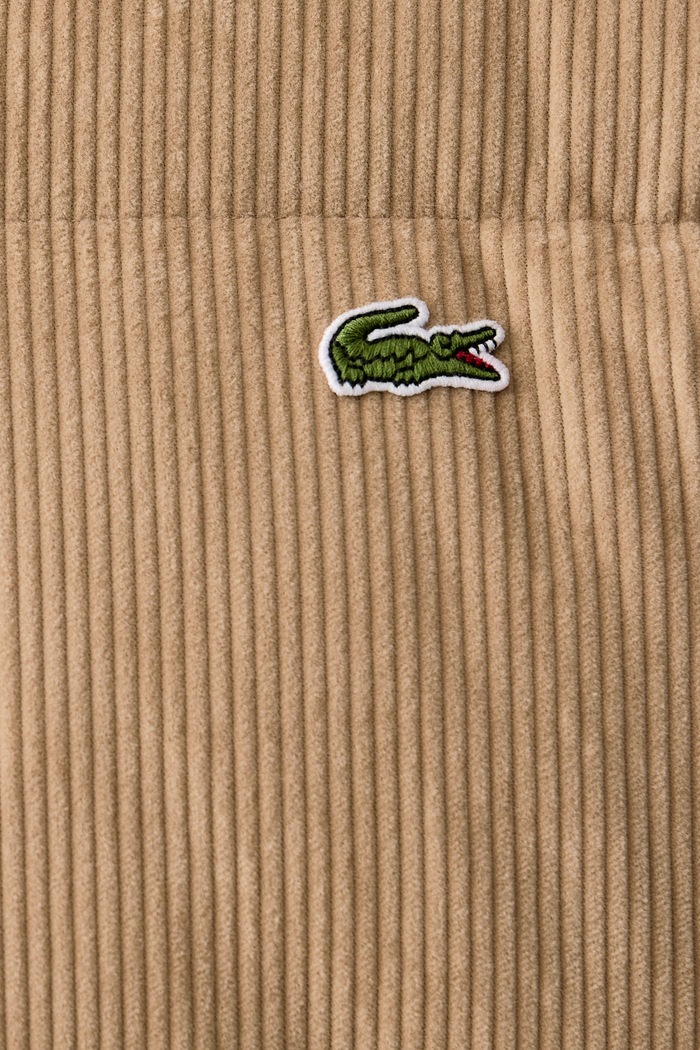 Péřová bunda manšestrová pánská Lacoste béžová BH8701.02S