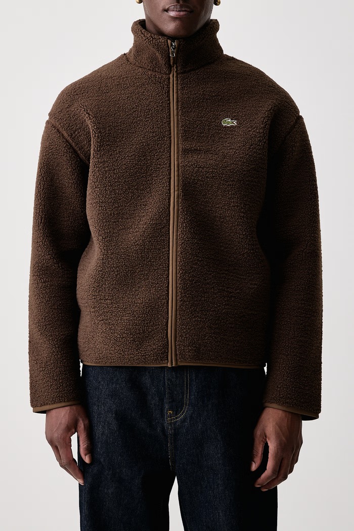 Hanorac cu fermoar din polar pentru bărbați Lacoste maro BH8672.Z7X