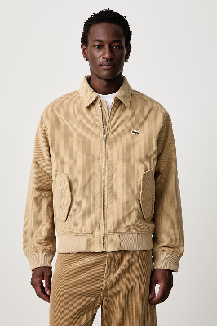 Lacoste Kurtka przejściowa sztruksowa męska beżowy BH2994.02S