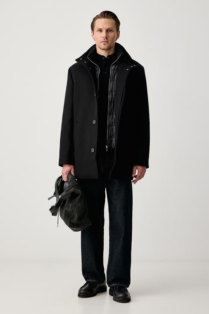 Karl Lagerfeld Plášť pánsky s vlnou 564585.505034 čierna AW26