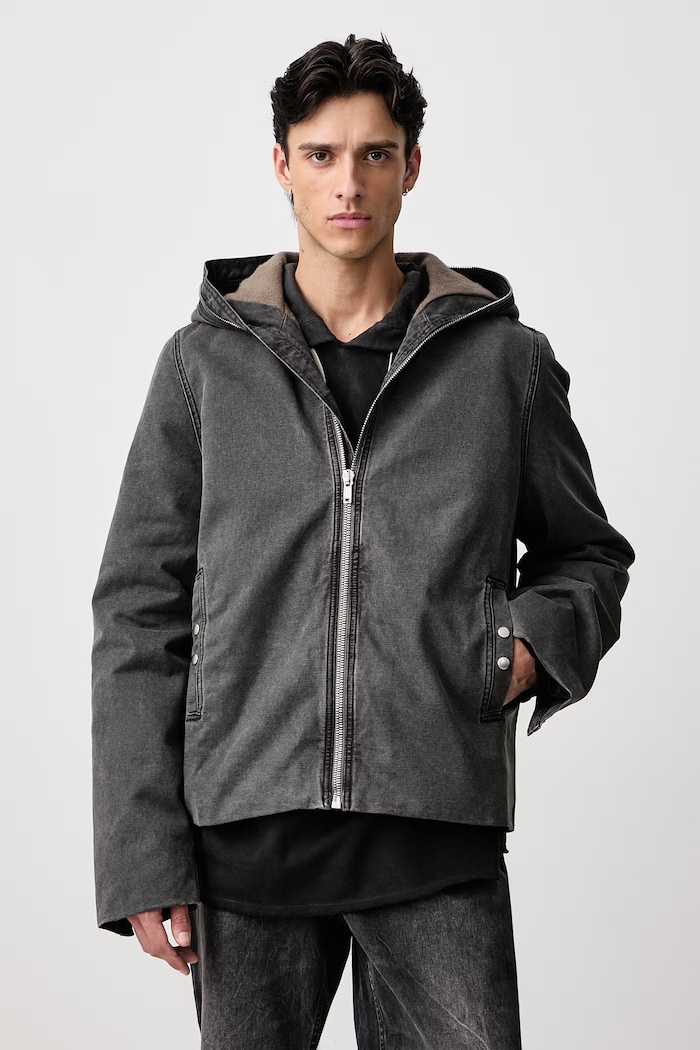 Rick Owens DRKSHDW Gimp geacă de tranziție din bumbac pentru bărbați gri DU02F6778.CVG