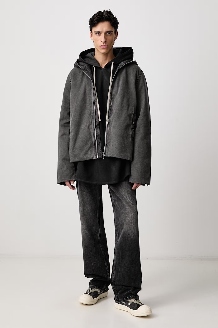 Rick Owens DRKSHDW Gimp geacă de tranziție din bumbac pentru bărbați DU02F6778.CVG gri AW26