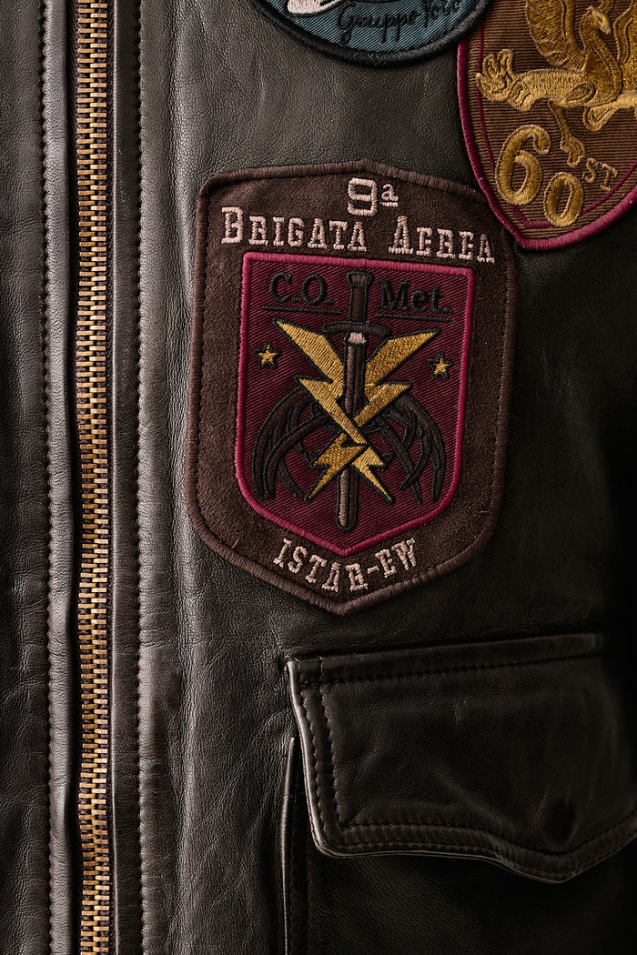 Krótka kurtka męska skórzana Aeronautica Militare brązowy PN0968U100839