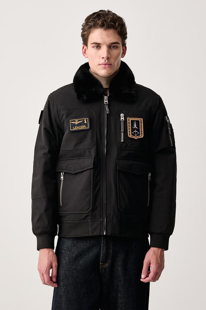Aeronautica Militare Krótka kurtka męska czarny AB3108UCT03151