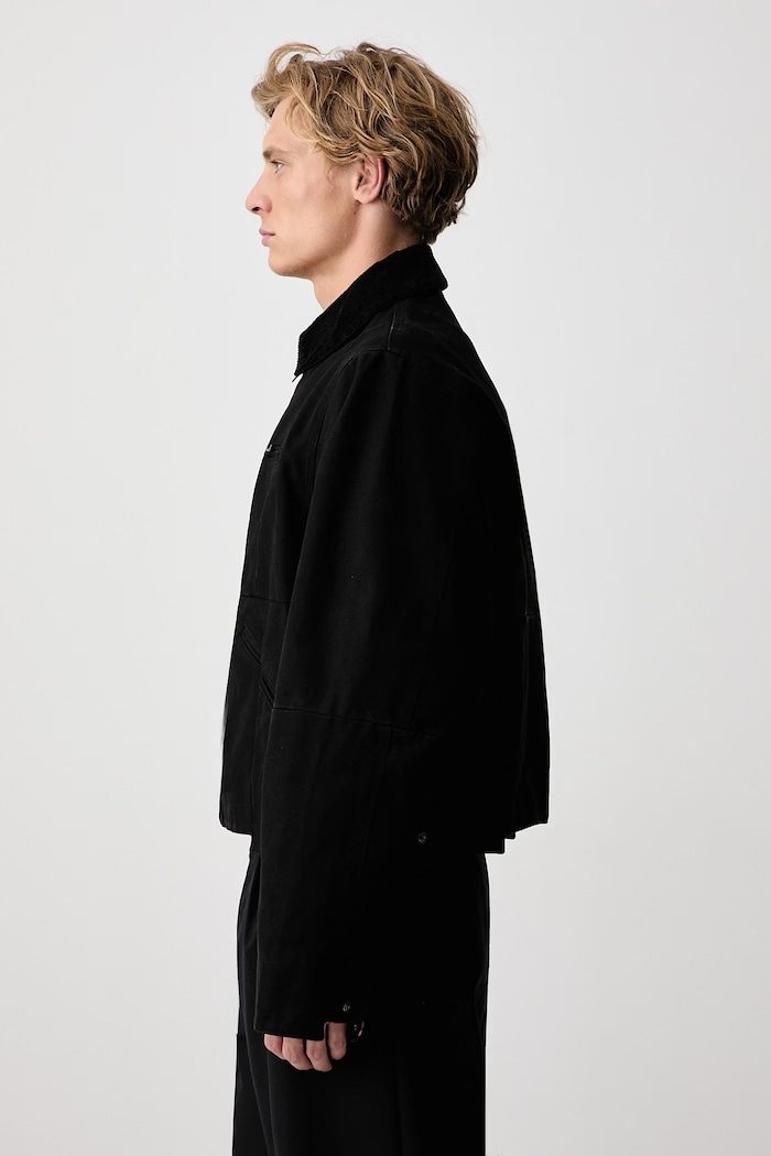 Cut-up Workwear krótka kurtka bawełniana męska Vetements MH27JA255B czarny