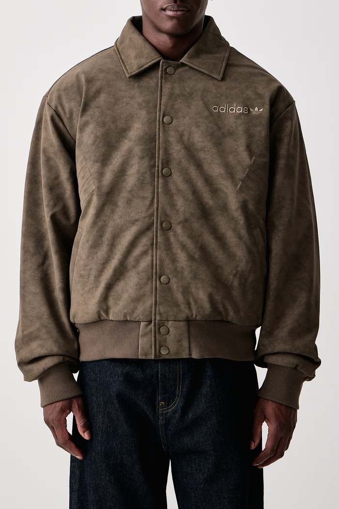 Cutline Pleather kurtka przejściowa z imitacji skóry męska adidas Originals brązowy KQ9485