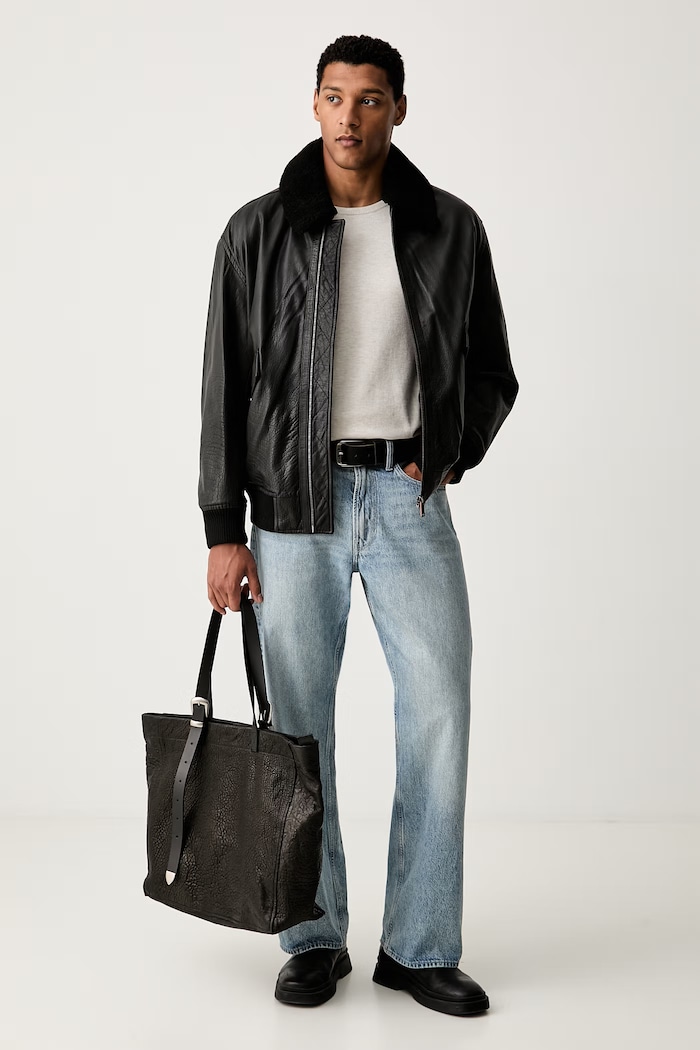 BOSS Orange giacca corta da uomo in pelle Jopeak 50566594 nero AW26