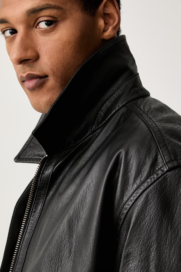 BOSS Orange giacca corta da uomo in pelle Jopeak 50566594 nero