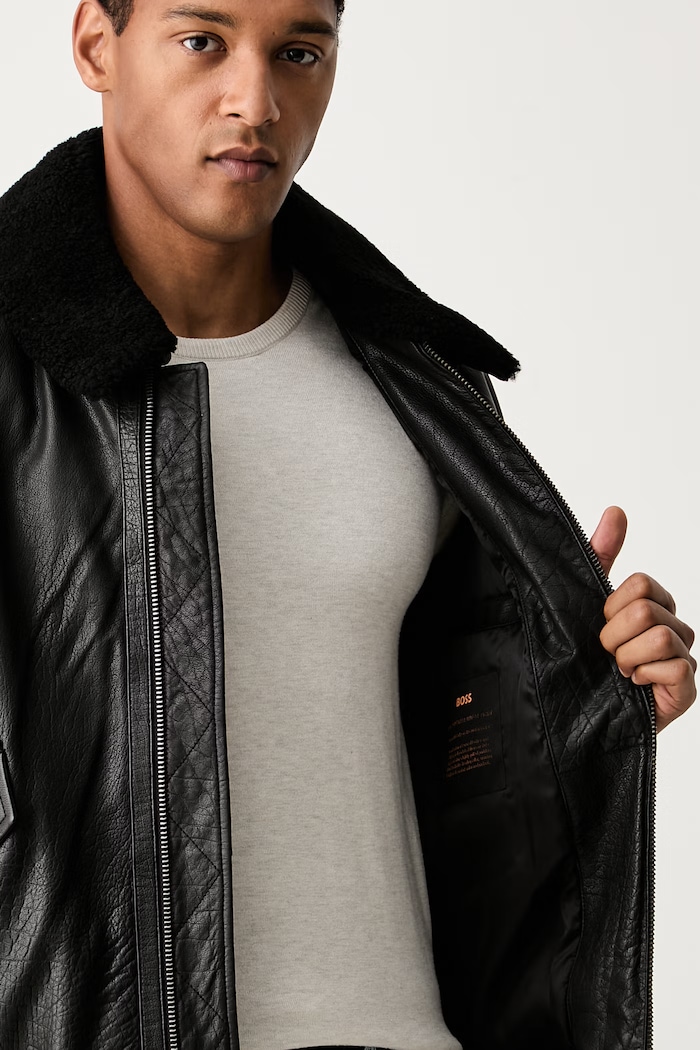 BOSS Orange giacca corta da uomo in pelle Jopeak 50566594