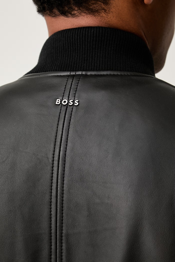 BOSS Orange jakna za muškarce od kože Jokans 50566568 crna
