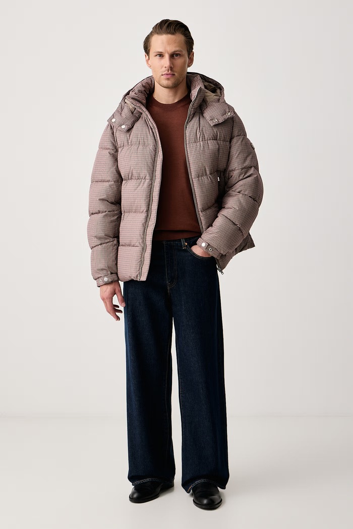 BOSS Prešívaná bunda pánska H-Colter-HOUNDSTOOTH 50572028 hnedá AW26