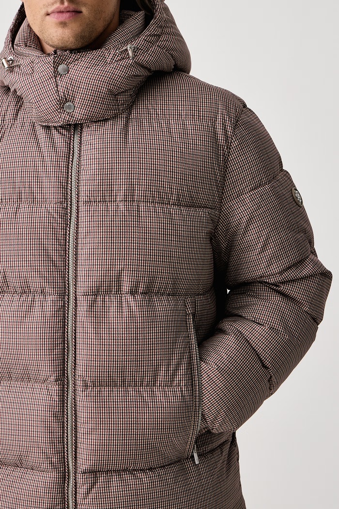 Prešívaná bunda pánska H-Colter-HOUNDSTOOTH BOSS 50572028 hnedá
