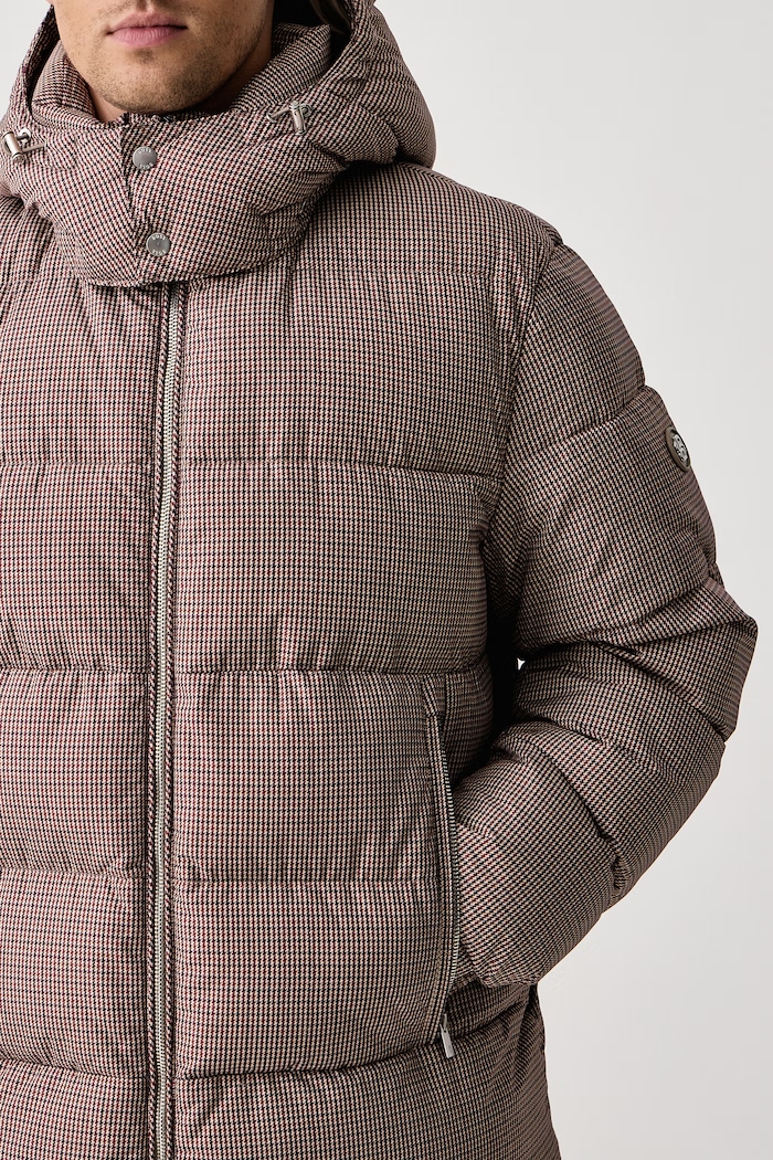 Prešívaná bunda pánska H-Colter-HOUNDSTOOTH BOSS 50572028 hnedá