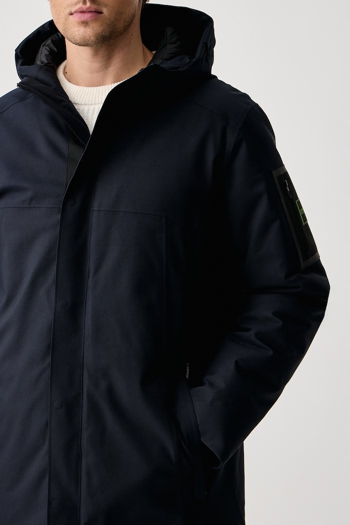 Kurtka zimowa męska OW_Hexatech Parka BOSS Green 50570858 granatowy