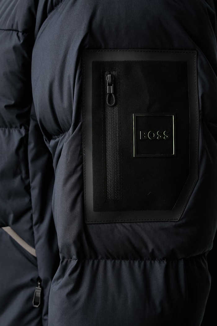 Prechodná bunda pánska OW_Urbanex Puffer BOSS Green tmavomodrá 50569136