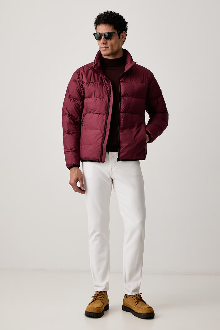 BOSS Green Geacă de tranziție pentru bărbați OW_Urbanex Puffer 50569136 burgundia AW26