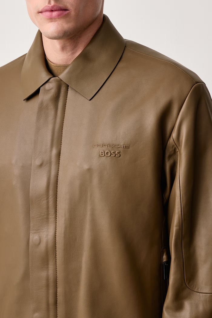 Kratka jakna za muškarce od kože LH_PS Icons70 ST BOSS Green 50569177 smeđa