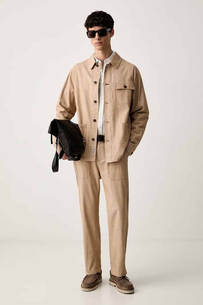 Scotch & Soda kurtka koszulowa męska z bawełną 183531 beżowy AW26