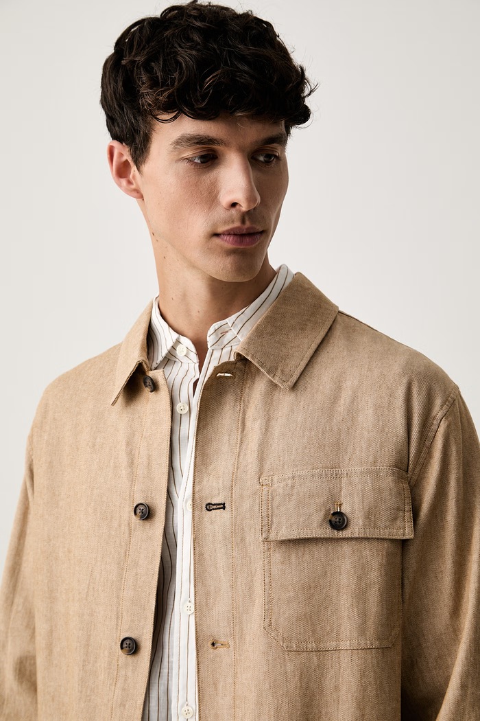 Scotch & Soda kurtka koszulowa męska z bawełną beżowy 183531