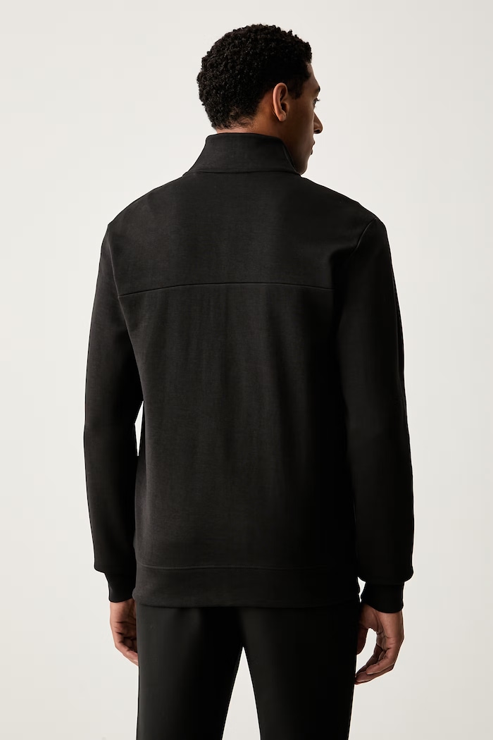 Abbigliamento U.S. Polo Assn. felpa con cerniera da uomo con cotone LUXE DHM ZIP THROUGH FUNNEL MUP5489 nero