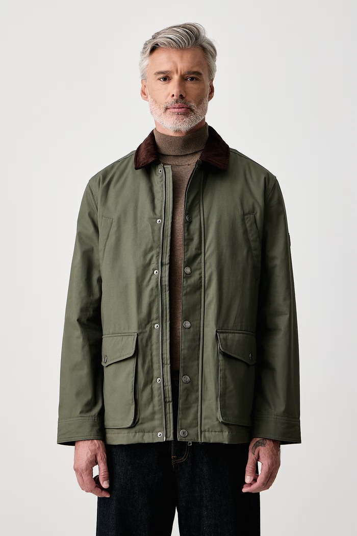 U.S. Polo Assn. Parka za muškarce od pamuka CANVAS COUNTRY COLLARED zelena MUP4265