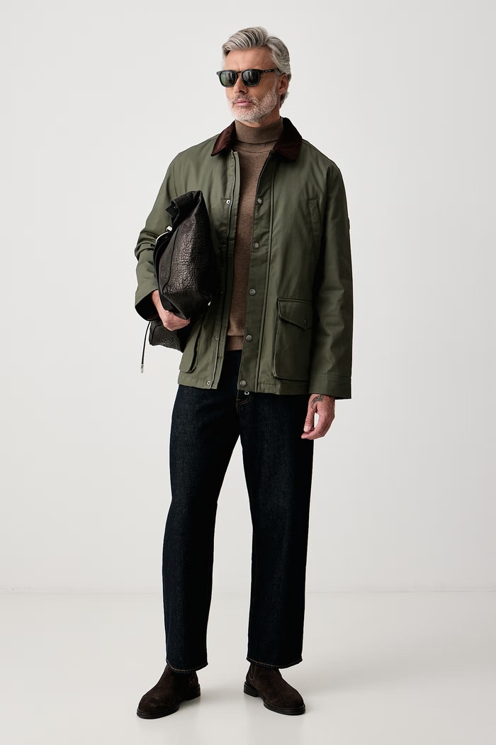 U.S. Polo Assn. Parka za muškarce od pamuka CANVAS COUNTRY COLLARED MUP4265 zelena AW26