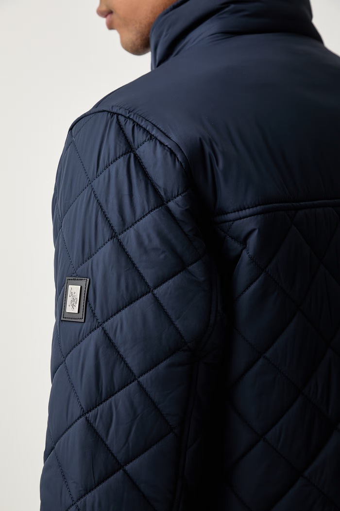 U.S. Polo Assn. kurtka męska DIAMOND QUILTED FUNNEL MUP3790 granatowy