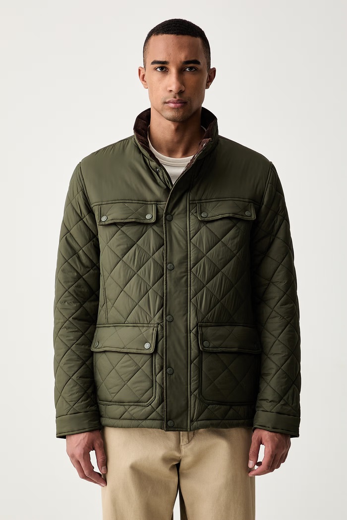 U.S. Polo Assn. kurtka męska DIAMOND QUILTED FUNNEL zielony MUP3790