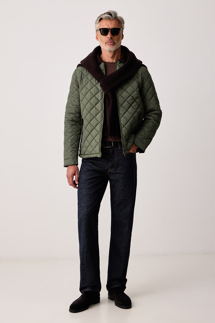 U.S. Polo Assn. Kurtka pikowana męska DIAMOND QUILT PADDED COLLARED MUP3975 zielony AW26