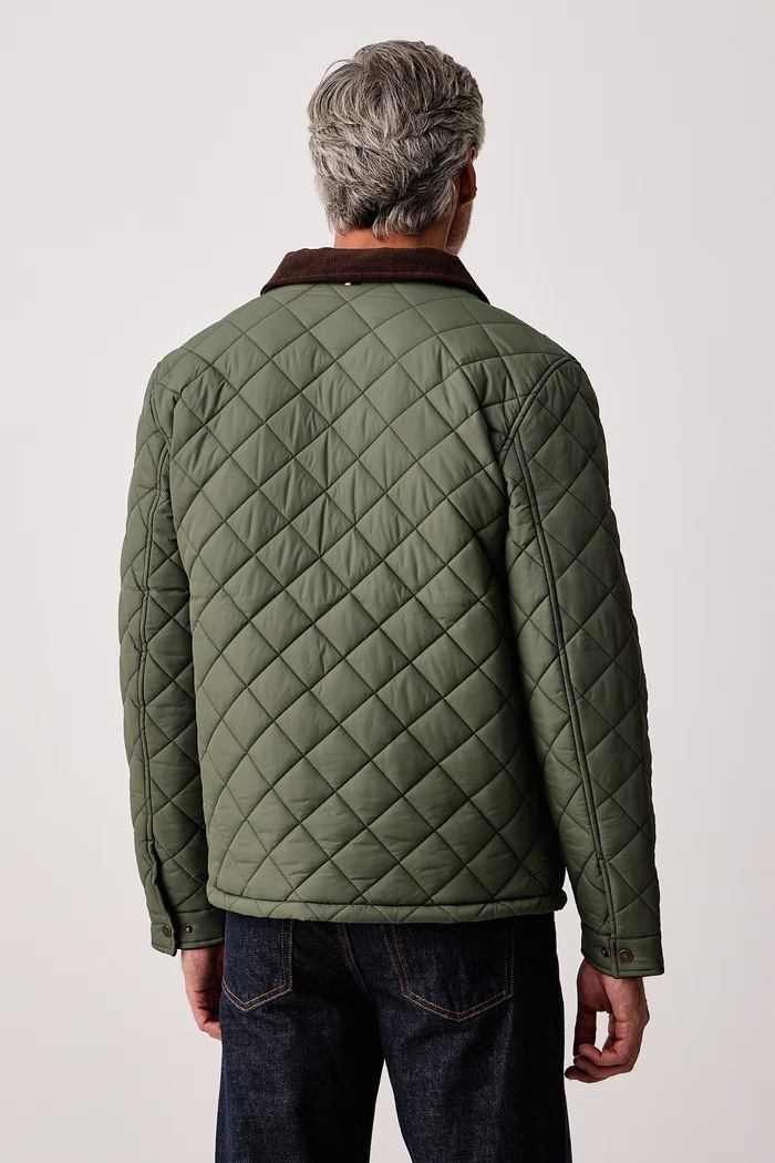 Odzież U.S. Polo Assn. Kurtka pikowana męska DIAMOND QUILT PADDED COLLARED MUP3975 zielony