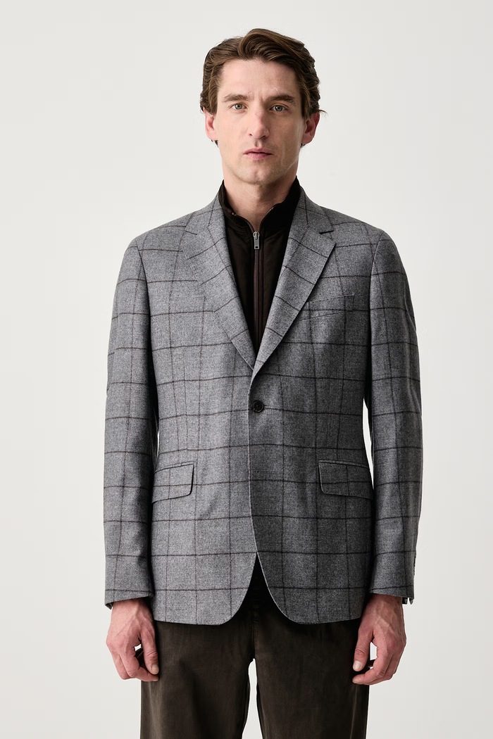 Hackett London Marynarka jednorzędowa męska z wełną szary HM4400219R