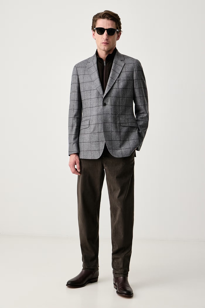 Hackett London Marynarka jednorzędowa męska z wełną HM4400219R szary AW26