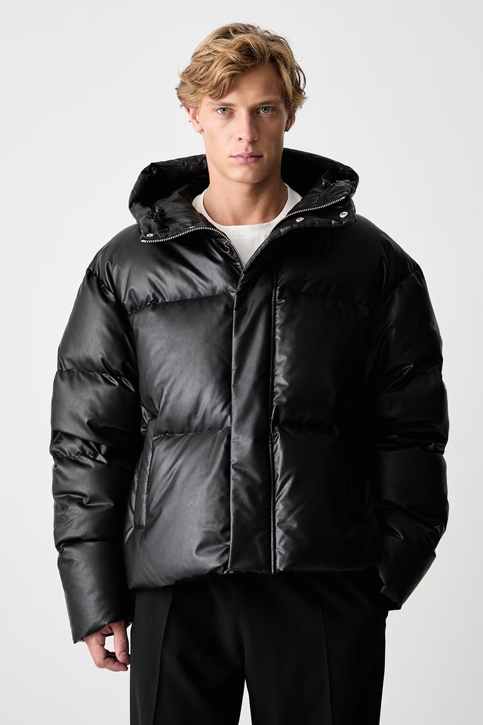 MM6 Maison Margiela Kurtka puchowa z imitacji skóry męska czarny SH0AM0098.M36016