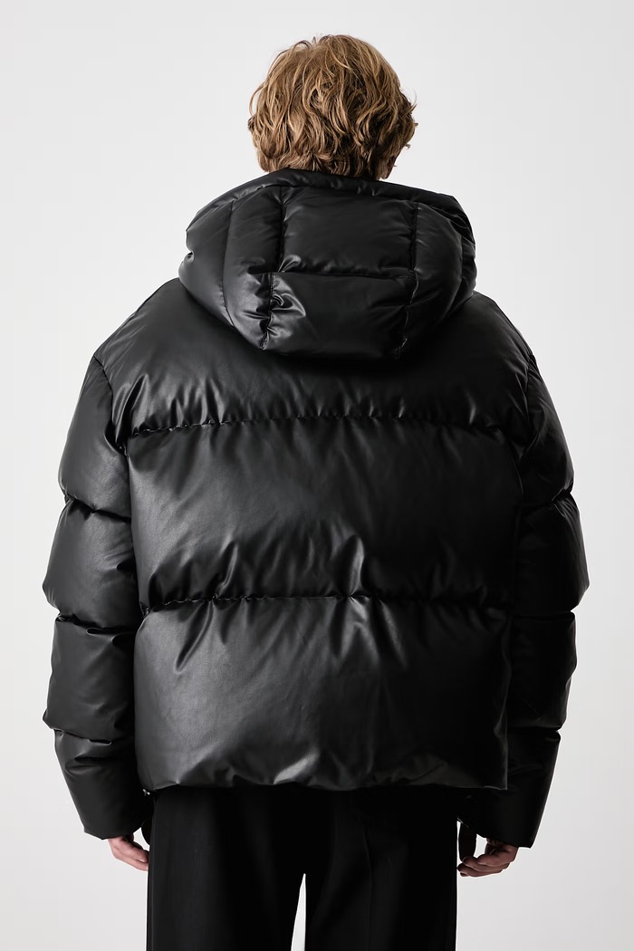 Odzież MM6 Maison Margiela Kurtka puchowa z imitacji skóry męska SH0AM0098.M36016 czarny