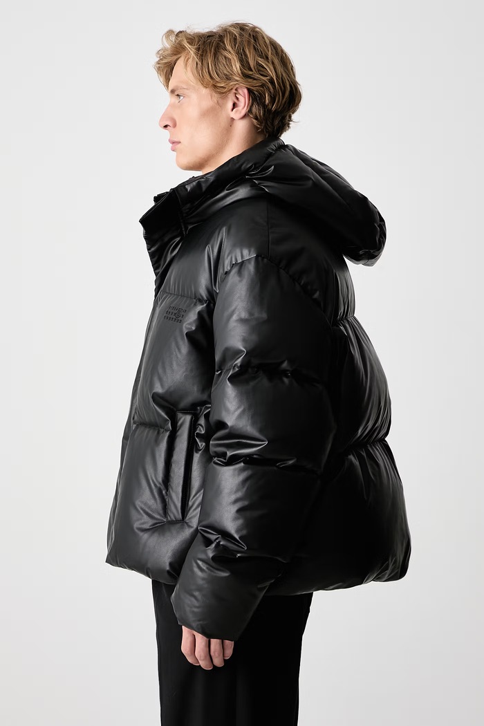 Kurtka puchowa z imitacji skóry męska MM6 Maison Margiela SH0AM0098.M36016 czarny