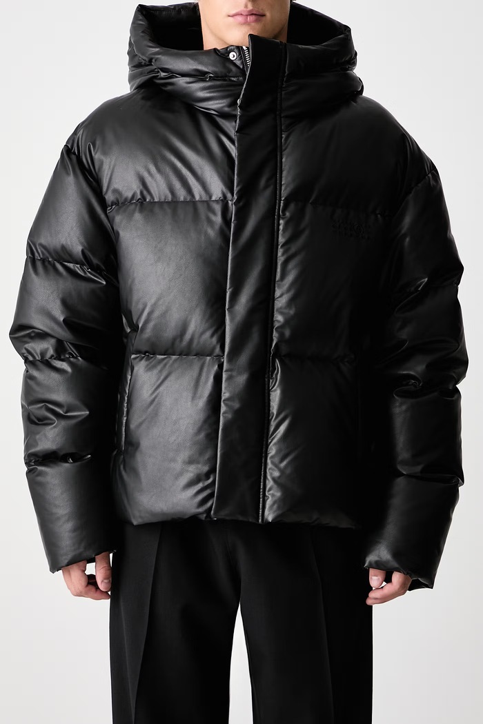 Kurtka puchowa z imitacji skóry męska MM6 Maison Margiela czarny SH0AM0098.M36016