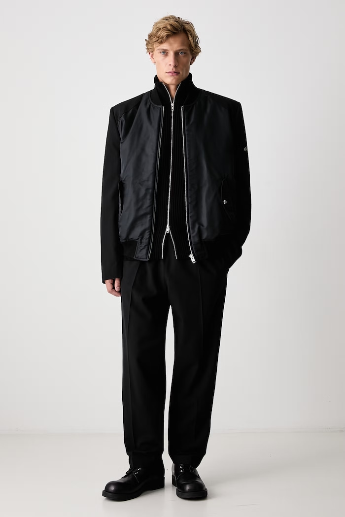 MM6 Maison Margiela Krótka kurtka wełniana męska SH0AM0097.MTN192 czarny AW26