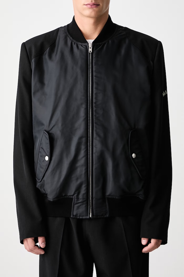 Krótka kurtka wełniana męska MM6 Maison Margiela czarny SH0AM0097.MTN192