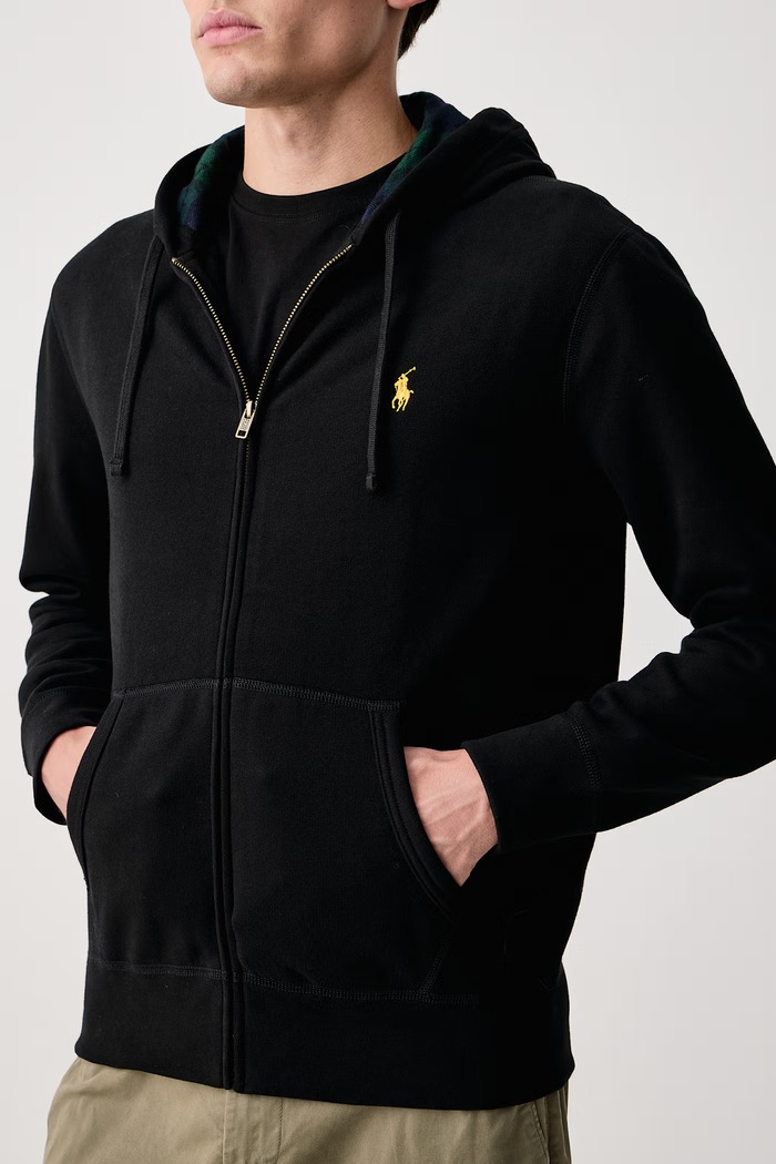 Bluza rozpinana z kapturem męska z bawełną Polo Ralph Lauren 710B28290 czarny