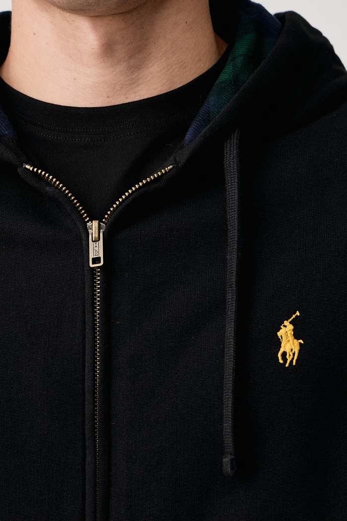 Bluza rozpinana z kapturem męska z bawełną Polo Ralph Lauren czarny 710B28290