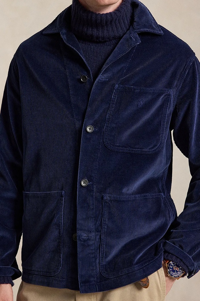 Kurtka koszulowa męska bawełniana Polo Ralph Lauren 710B24260 granatowy