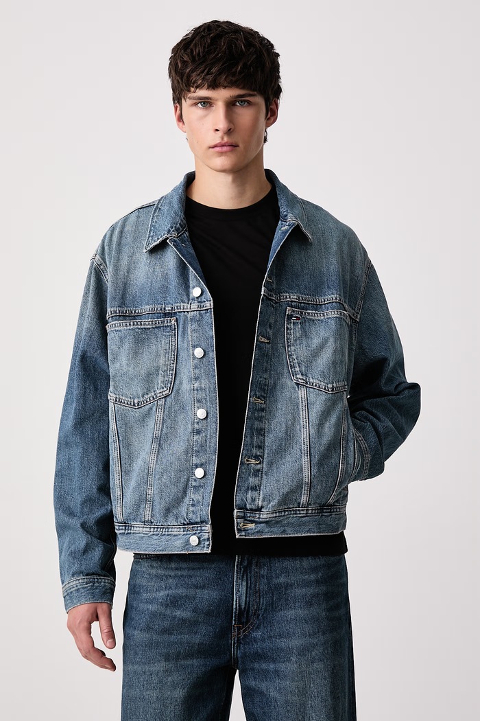 Oblečenie Tommy Jeans Džínsová bunda pánska bavlnená DM0DM23736 modrá