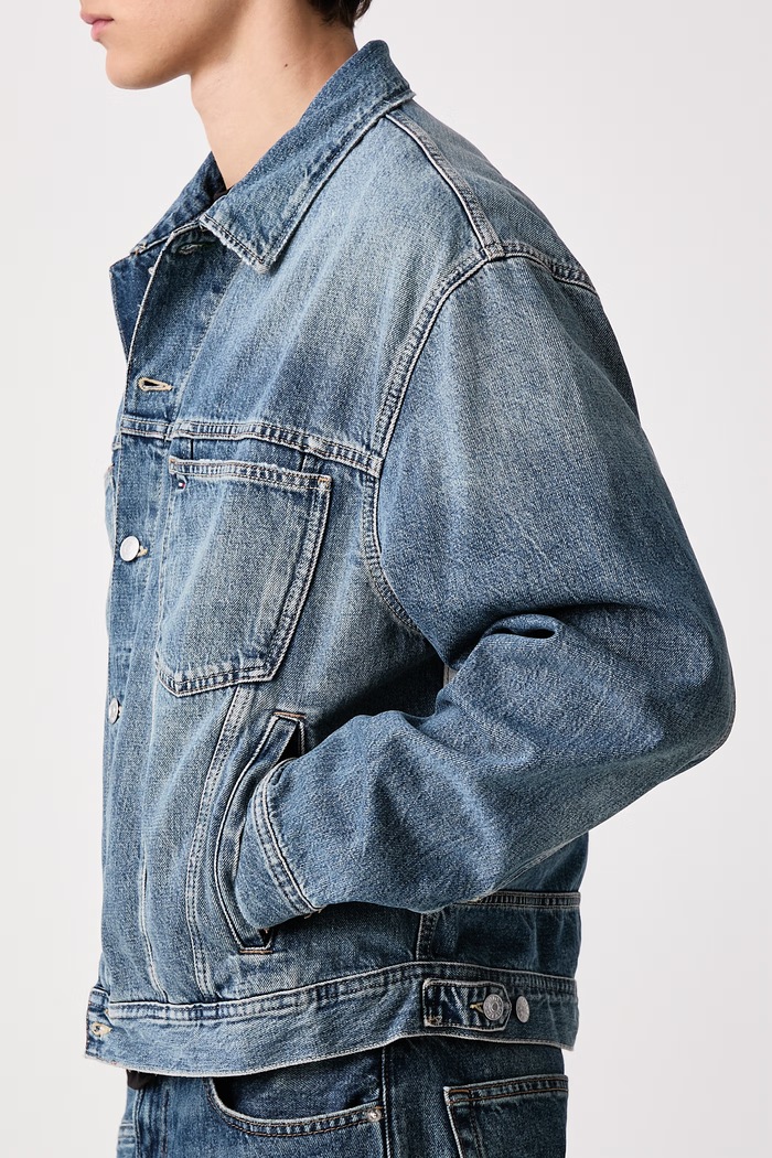Džínsová bunda pánska bavlnená Tommy Jeans DM0DM23736 modrá