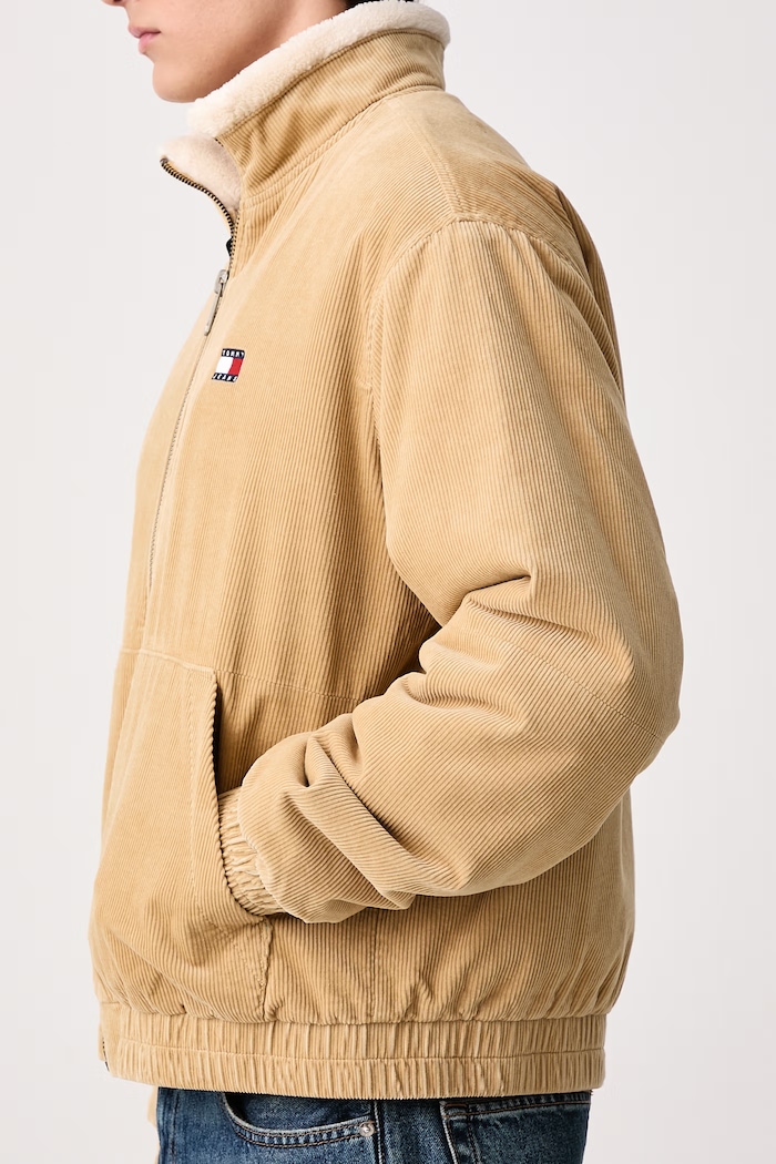 Krótka kurtka męska sztruksowa Tommy Jeans DM0DM23610 beżowy
