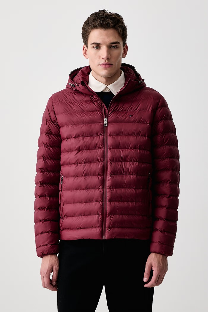 Tommy Hilfiger Κοντό μπουφάν ανδρικό μπορντό MW0MW43464