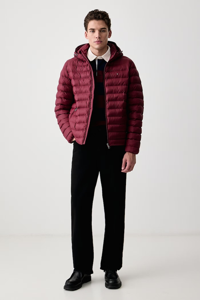 Tommy Hilfiger Κοντό μπουφάν ανδρικό MW0MW43464 μπορντό AW26