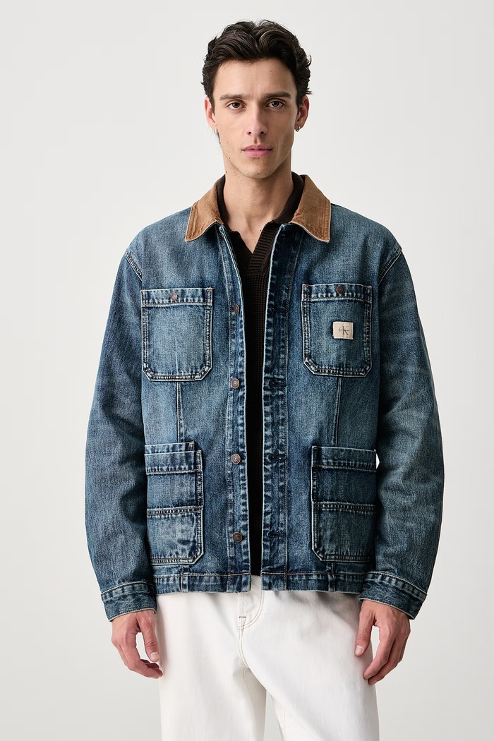 Calvin Klein Jeans Μεταβατικό μπουφάν ανδρικό ντένιμ μπλε LV04RH780G